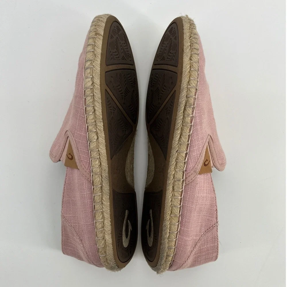 Olukai‎ Kaula Paa Kapa Espadrille Slip On Shoes Women Size 7 Pink Textile
